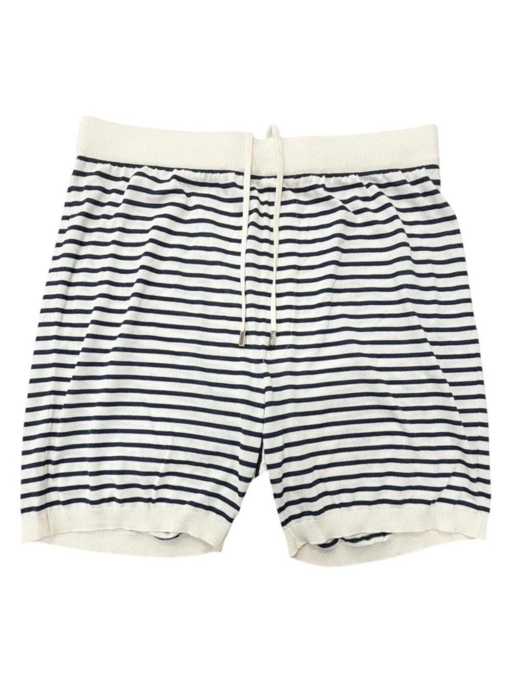 Prada Silk Cotton Border Pattern Shorts Ivory Navy 46